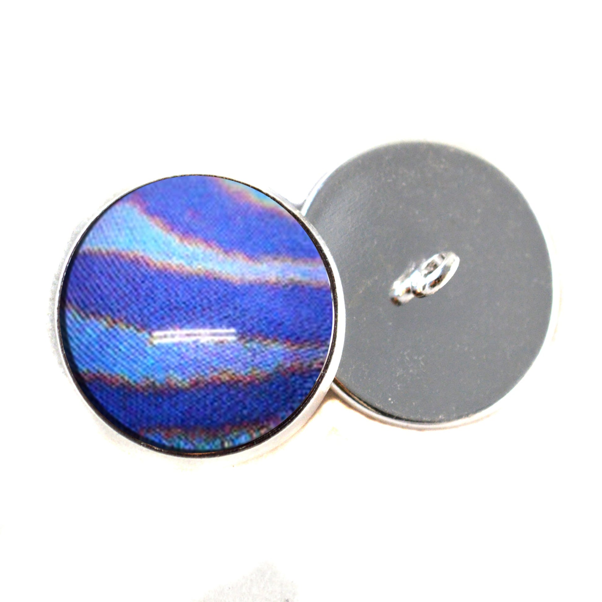 Blue Striped Horsefly Sew-On Button Glass Eyes - Prismatic Fiber Arts