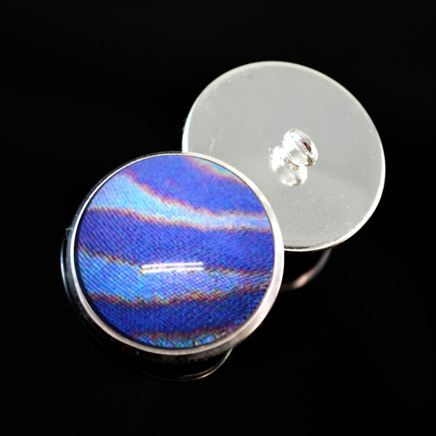 Blue Striped Horsefly Sew-On Button Glass Eyes - Prismatic Fiber Arts