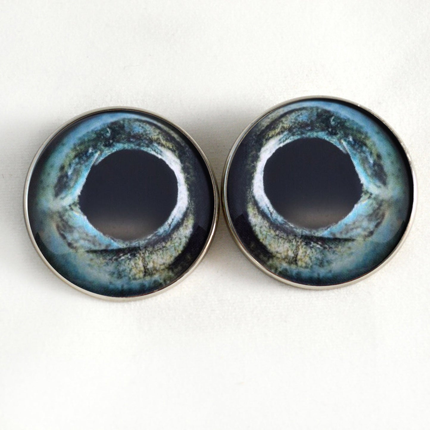 Blue Sturgeon Inspired Sew-On Button Glass Eyes - Prismatic Fiber Arts
