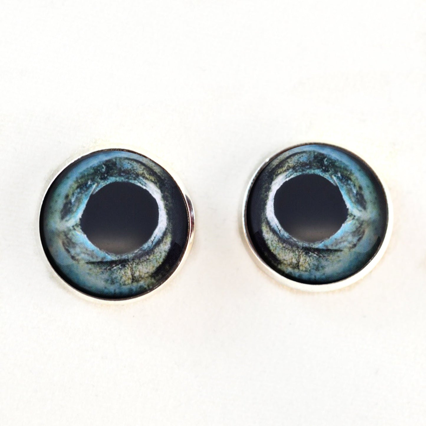 Blue Sturgeon Inspired Sew-On Button Glass Eyes - Prismatic Fiber Arts