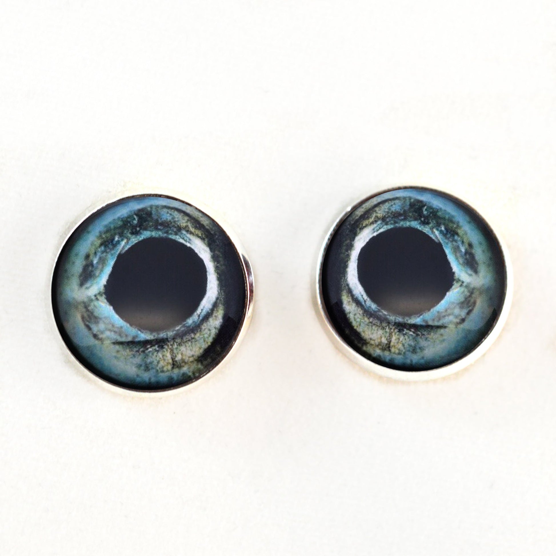Blue Sturgeon Inspired Sew-On Button Glass Eyes - Prismatic Fiber Arts
