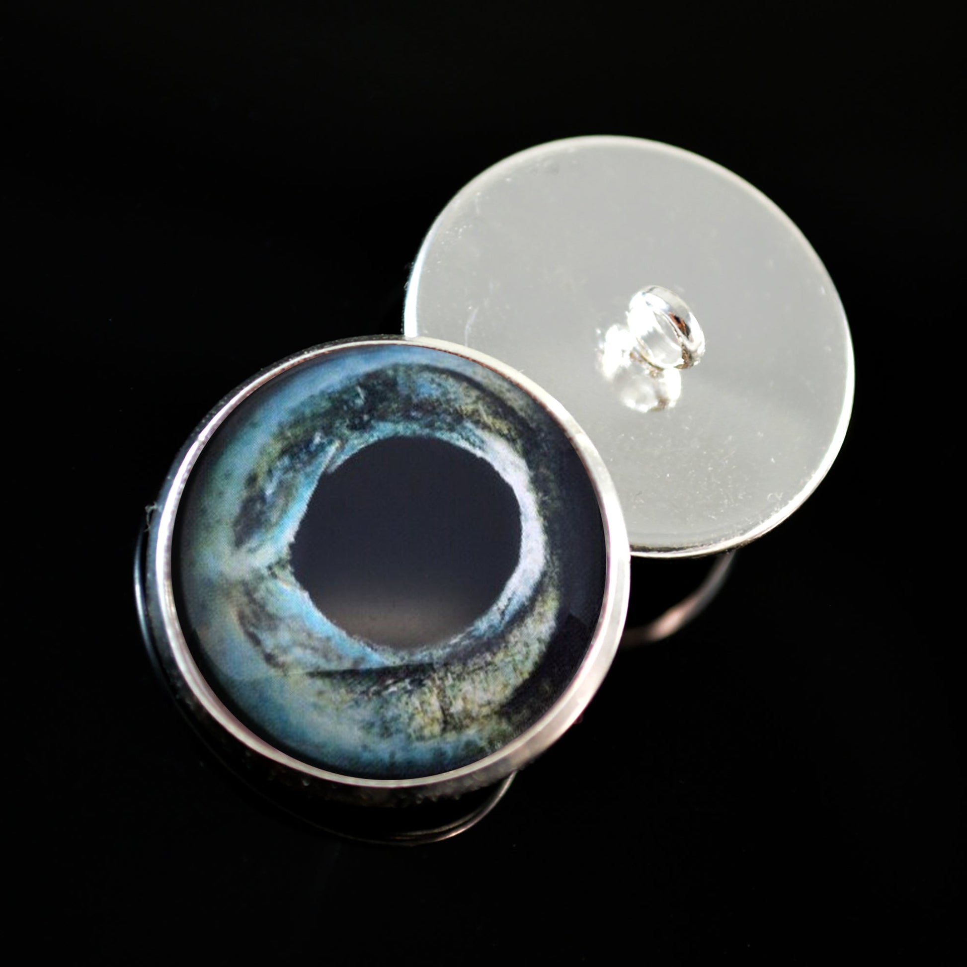 Blue Sturgeon Inspired Sew-On Button Glass Eyes - Prismatic Fiber Arts