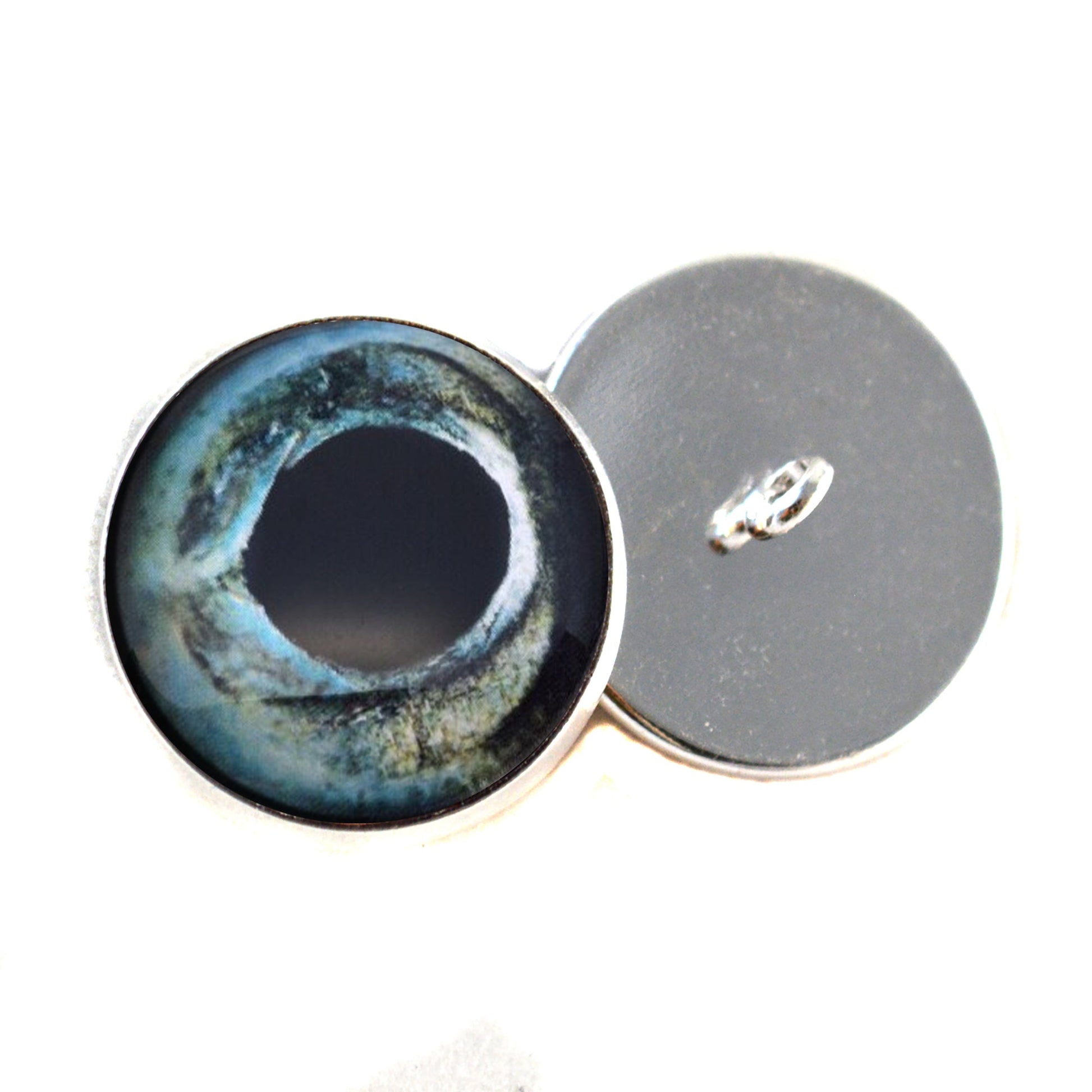 Blue Sturgeon Inspired Sew-On Button Glass Eyes - Prismatic Fiber Arts