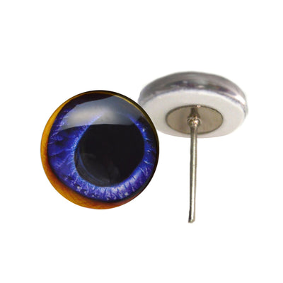 Blue Toucan Bird Glass Eyes on Wire Pin Posts