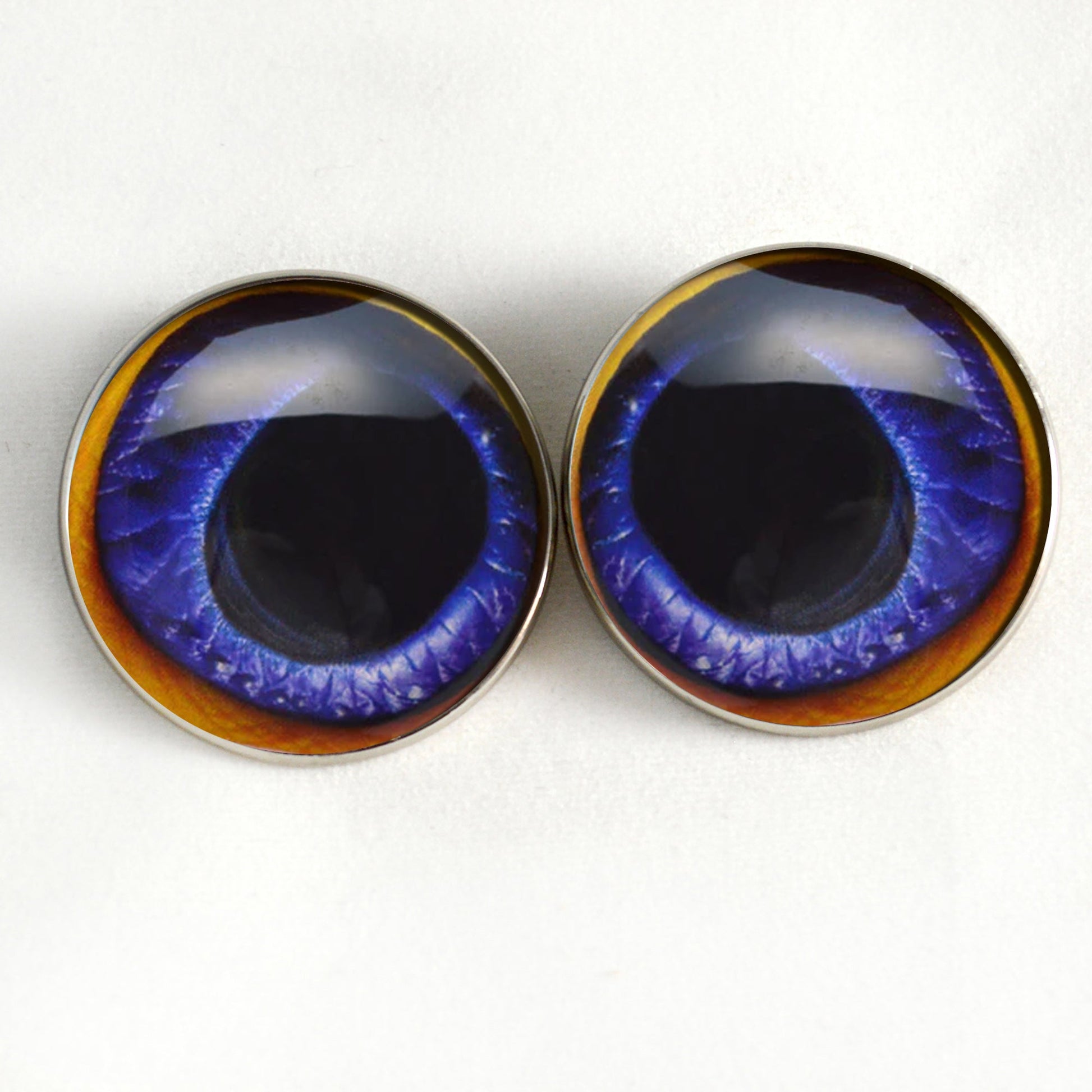 Blue Toucan Bird Sew-On Button Glass Eyes - Prismatic Fiber Arts