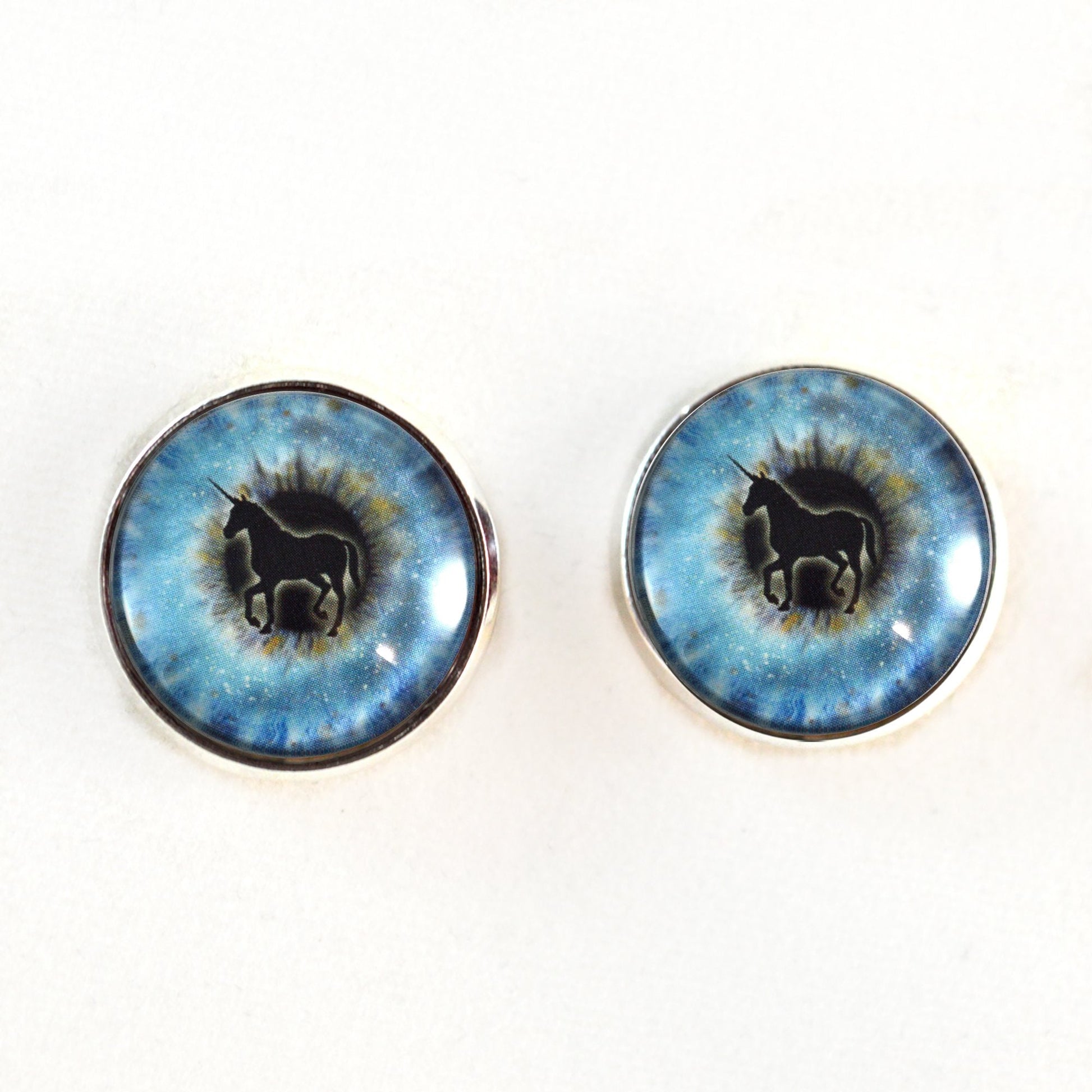 Blue Unicorn Sew-On Button Glass Eyes - Prismatic Fiber Arts