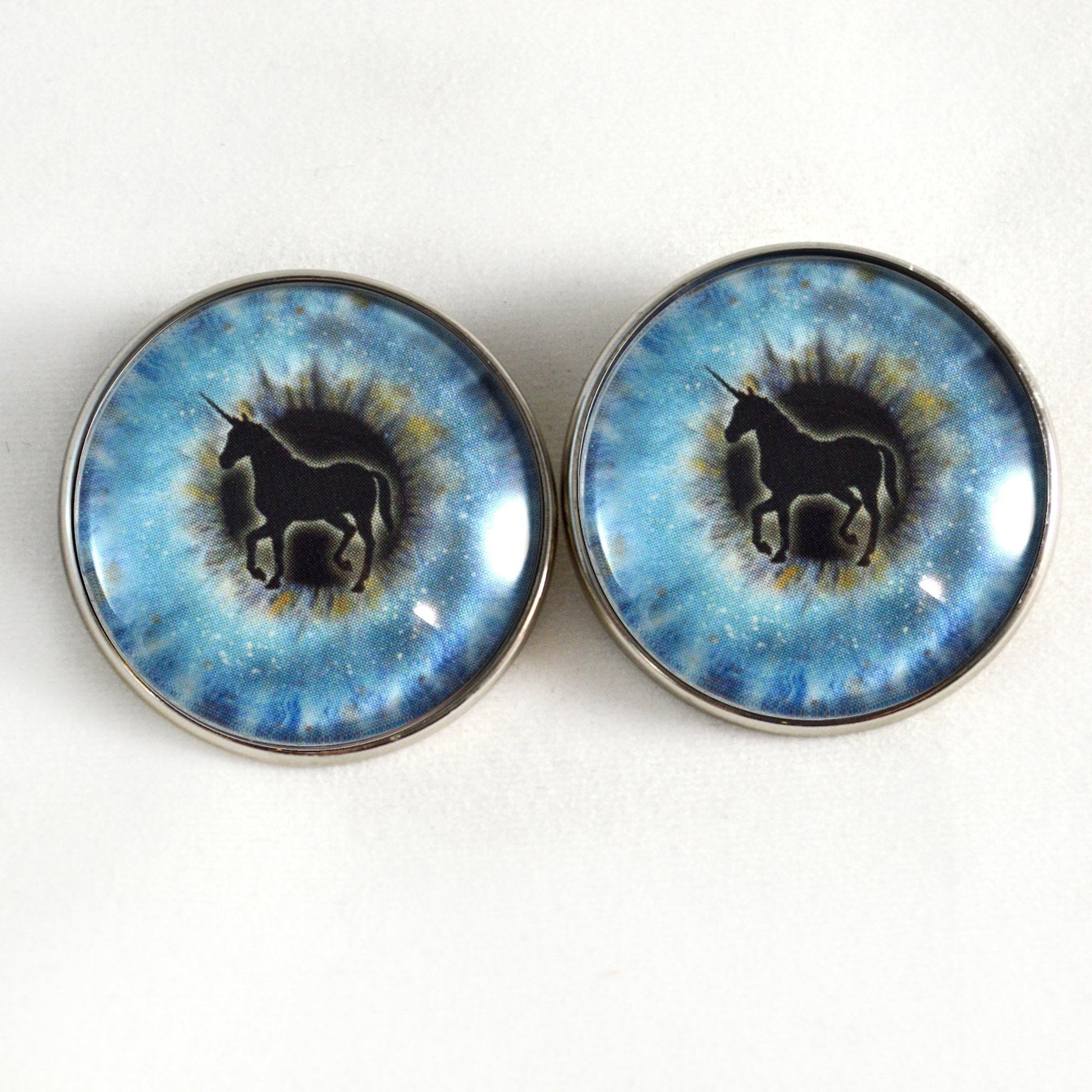 Blue Unicorn Sew-On Button Glass Eyes - Prismatic Fiber Arts