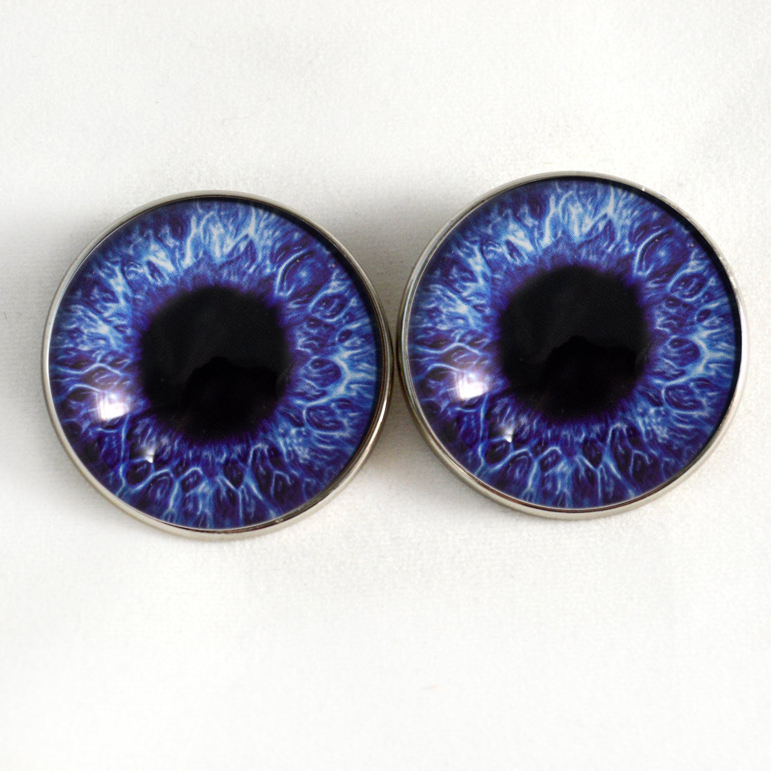 Blue Violet Doll Sew-On Button Glass Eyes - Prismatic Fiber Arts