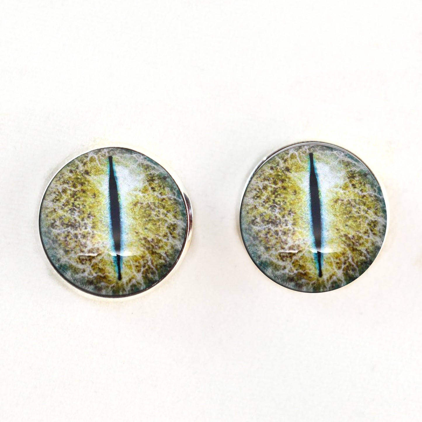 Blue and Yellow Crackling Dragon Sew-On Button Glass Eyes - Prismatic Fiber Arts