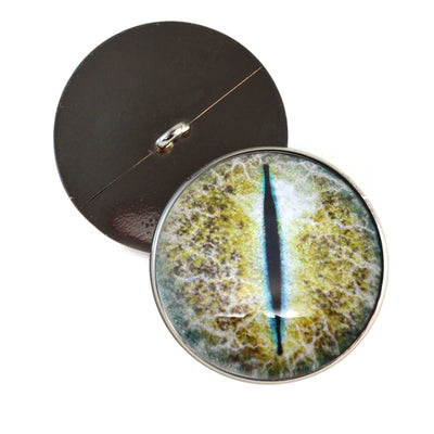 Blue and Yellow Crackling Dragon Sew-On Button Glass Eyes - Prismatic Fiber Arts