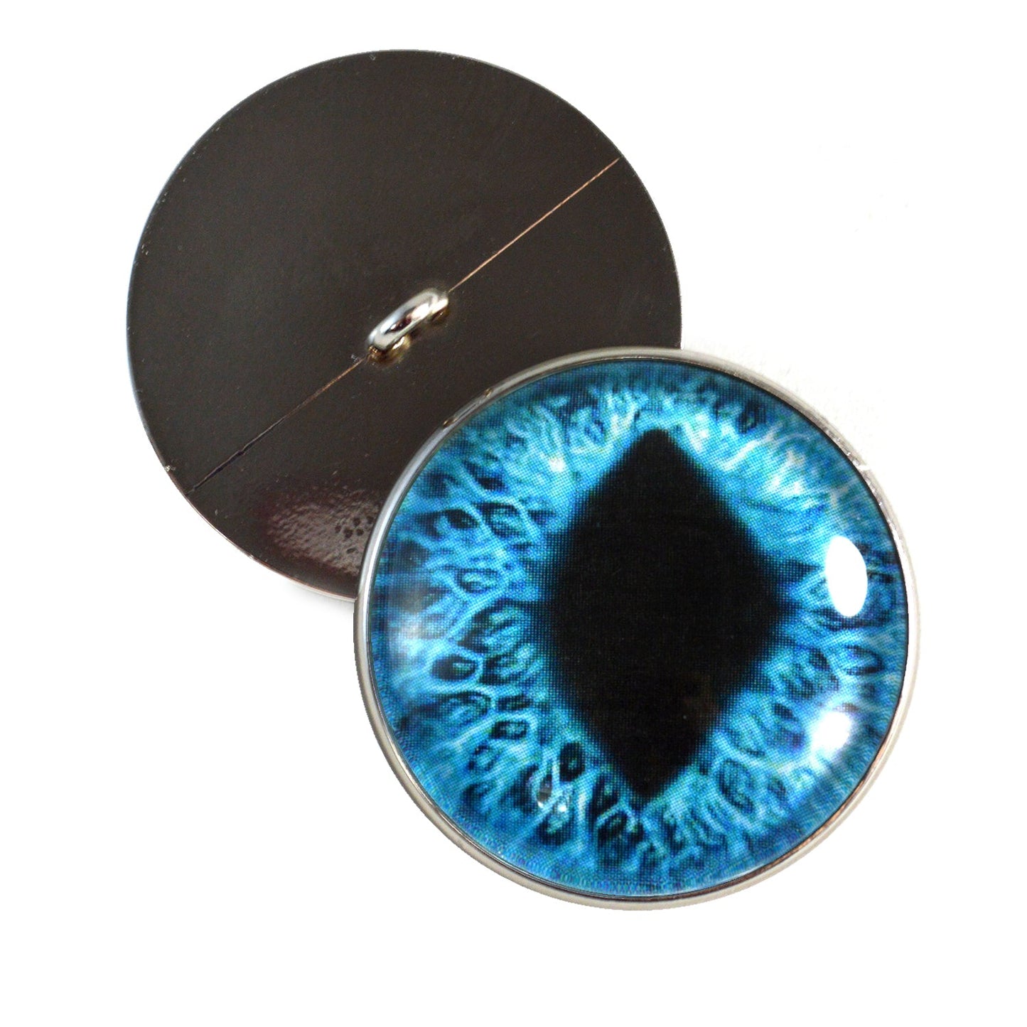 Bright Blue Cat Dragon Sew-On Button Glass Eyes - Prismatic Fiber Arts