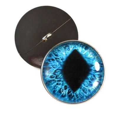 Bright Blue Cat Dragon Sew-On Button Glass Eyes - Prismatic Fiber Arts