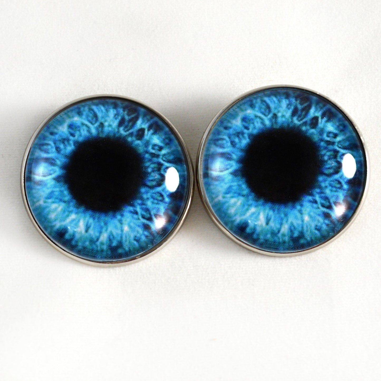 Bright Blue Sew-On Button Glass Eyes - Prismatic Fiber Arts