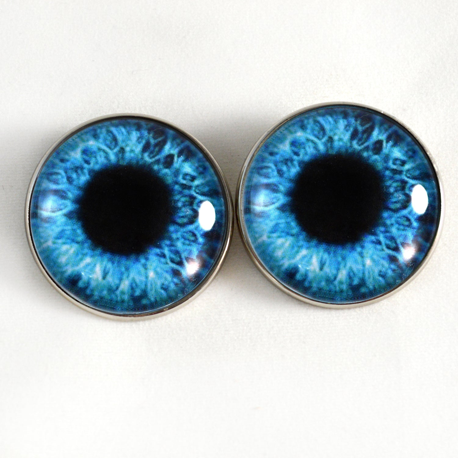 Bright Blue Sew-On Button Glass Eyes - Prismatic Fiber Arts