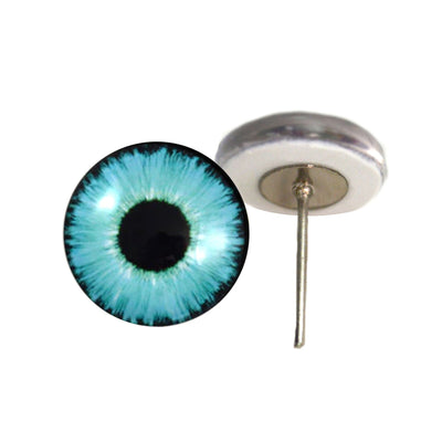 Bright Neon Blue Enchanted Glass Eyes on Wire Pin Posts