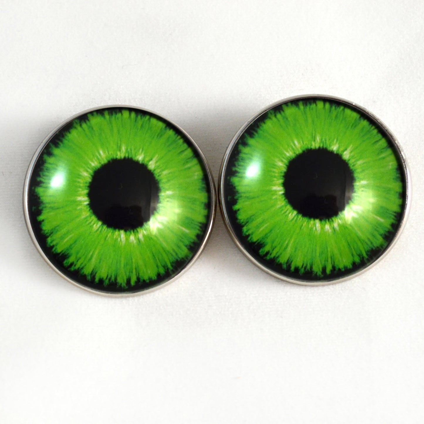 Bright Neon Green Enchanted Sew-On Button Glass Eyes - Prismatic Fiber Arts