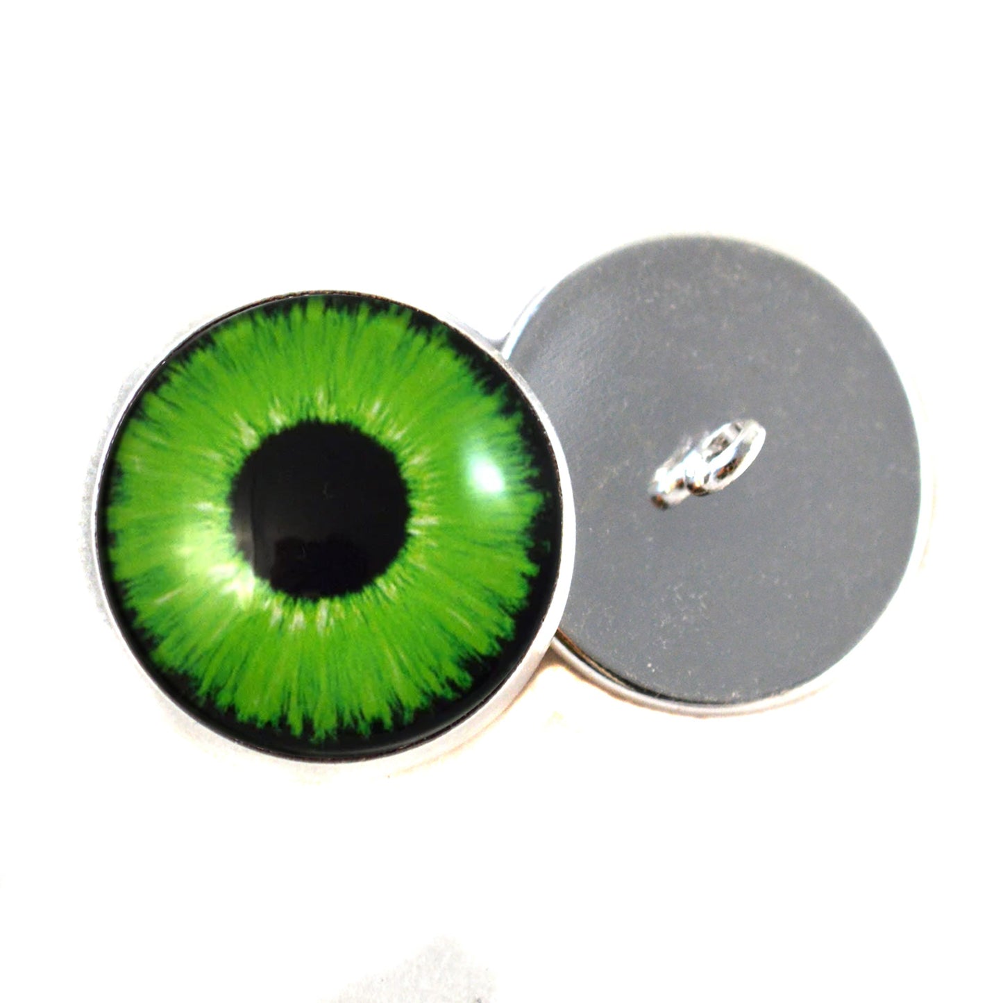 Bright Neon Green Enchanted Sew-On Button Glass Eyes - Prismatic Fiber Arts