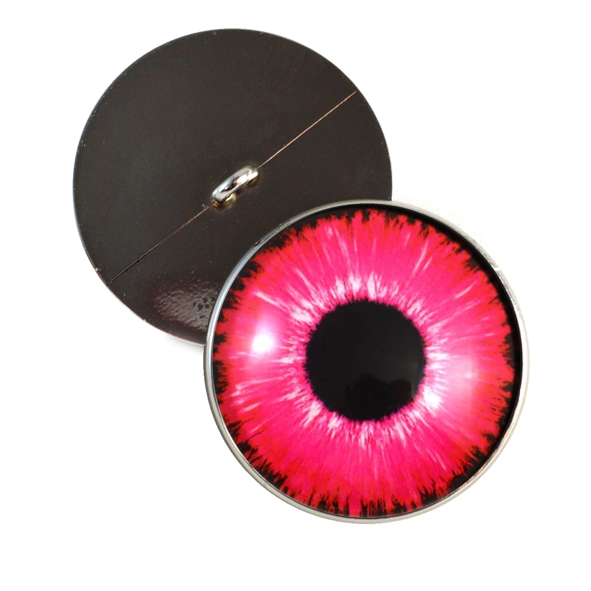 Bright Neon Pink Enchanted Sew-On Button Glass Eyes - Prismatic Fiber Arts