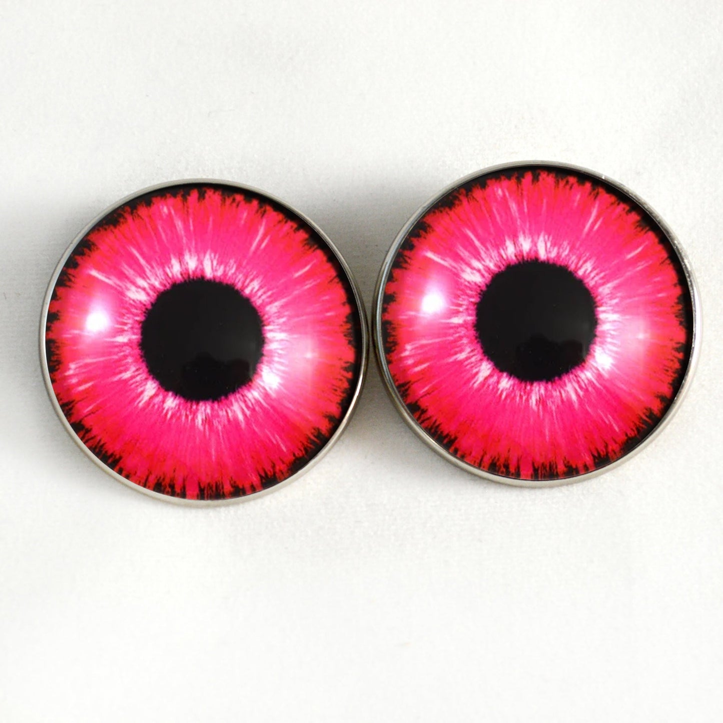 Bright Neon Pink Enchanted Sew-On Button Glass Eyes - Prismatic Fiber Arts