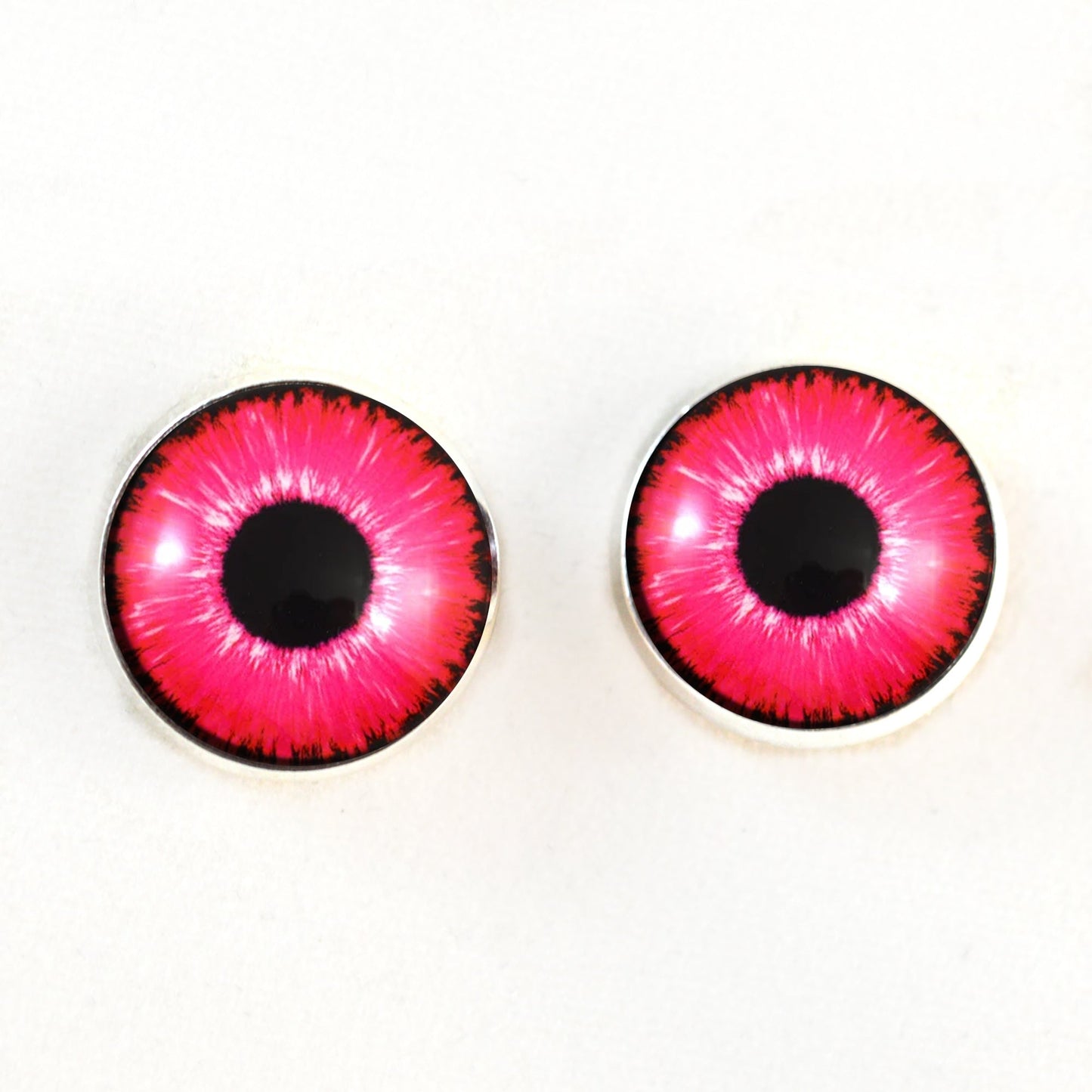 Bright Neon Pink Enchanted Sew-On Button Glass Eyes - Prismatic Fiber Arts