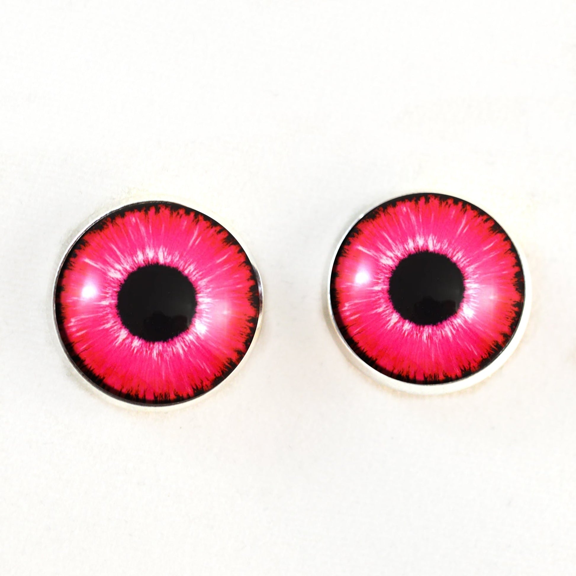 Bright Neon Pink Enchanted Sew-On Button Glass Eyes - Prismatic Fiber Arts