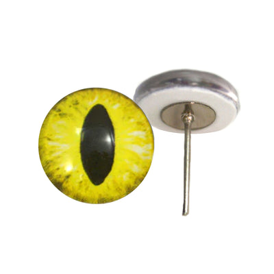 Bright Yellow Cat Glass Eyes on Wire Pin Posts