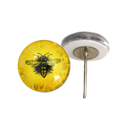Bright Yellow Honey Bee Glass Eyes on Wire Pin Posts