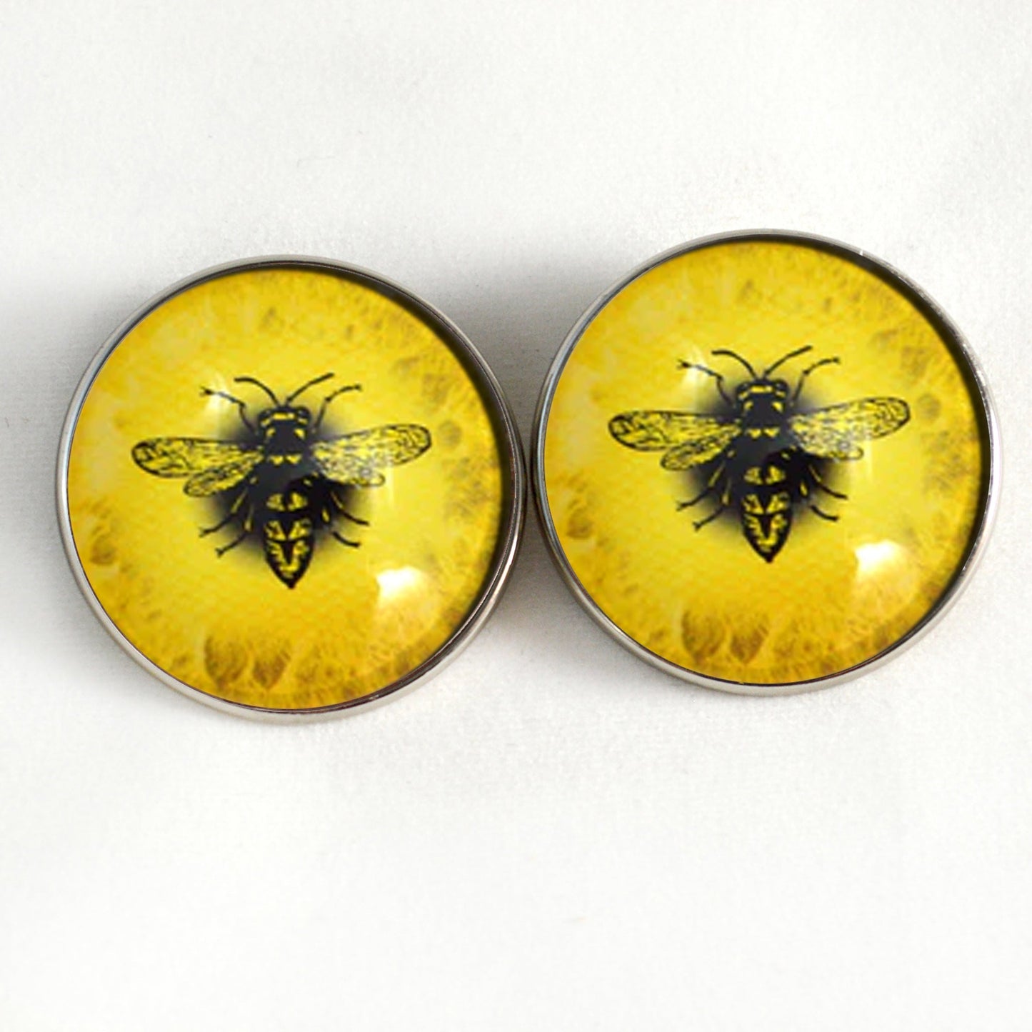 Bright Yellow Honey Bee Sew-On Button Glass Eyes - Prismatic Fiber Arts