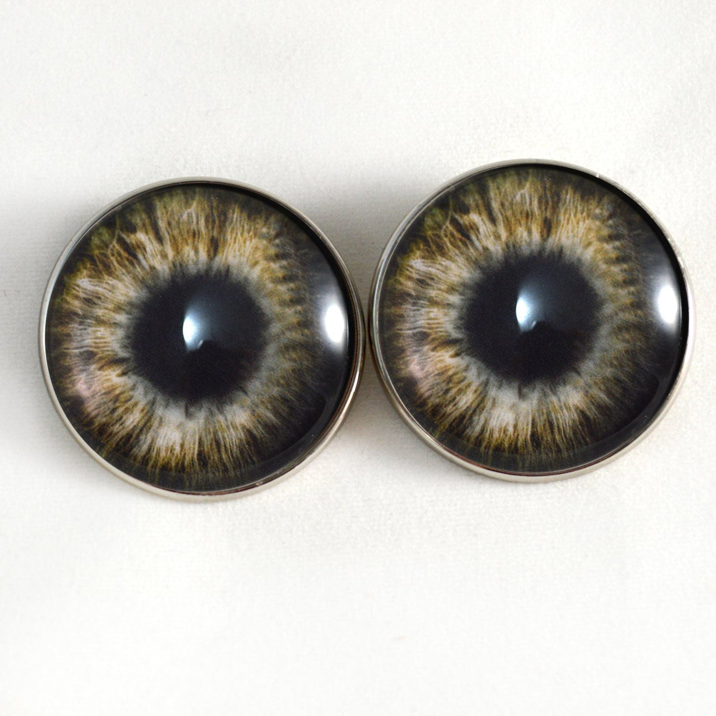 Brown Zombie Sew-On Button Glass Eyes - Prismatic Fiber Arts