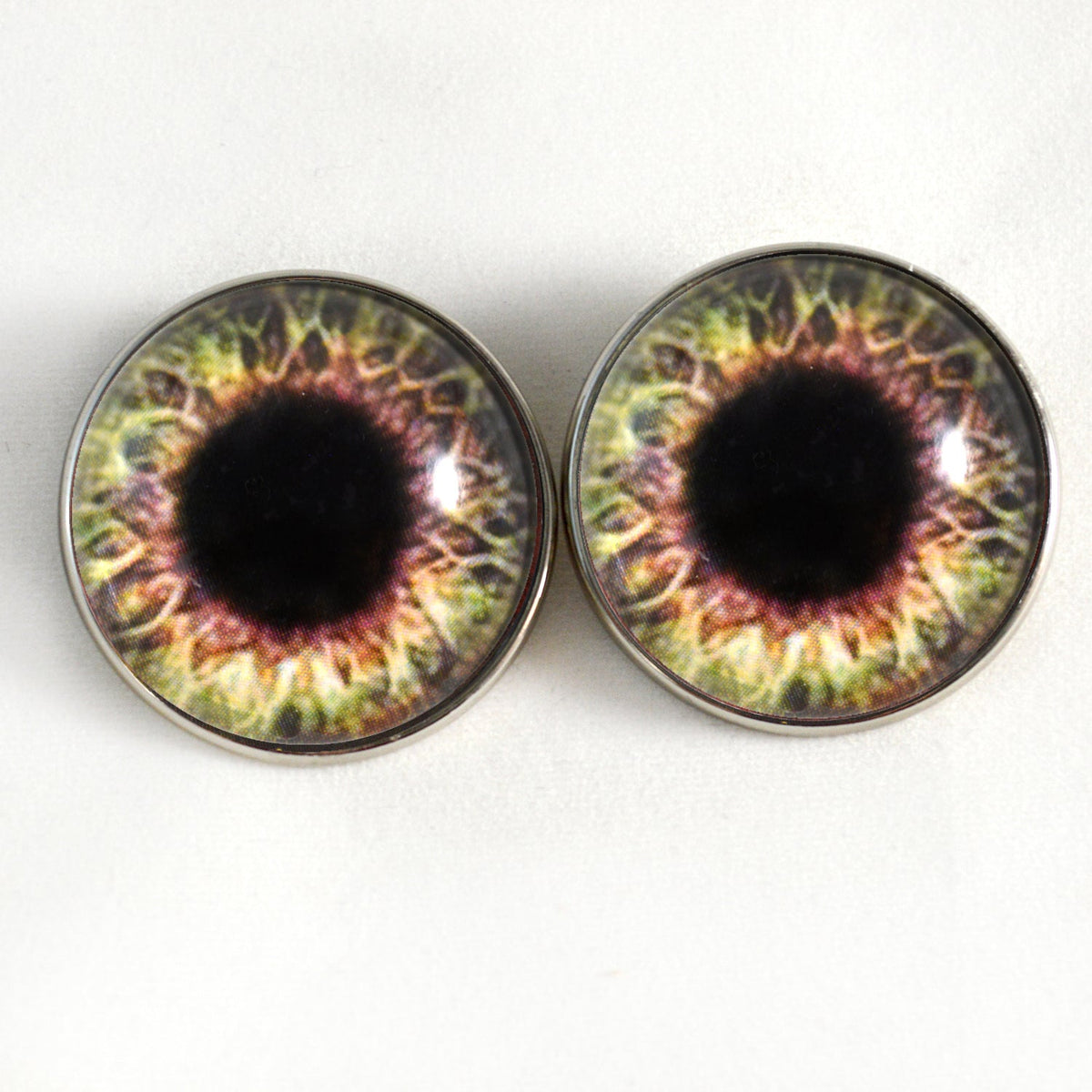 Brown and Cream Sew-On Button Glass Eyes - Prismatic Fiber Arts