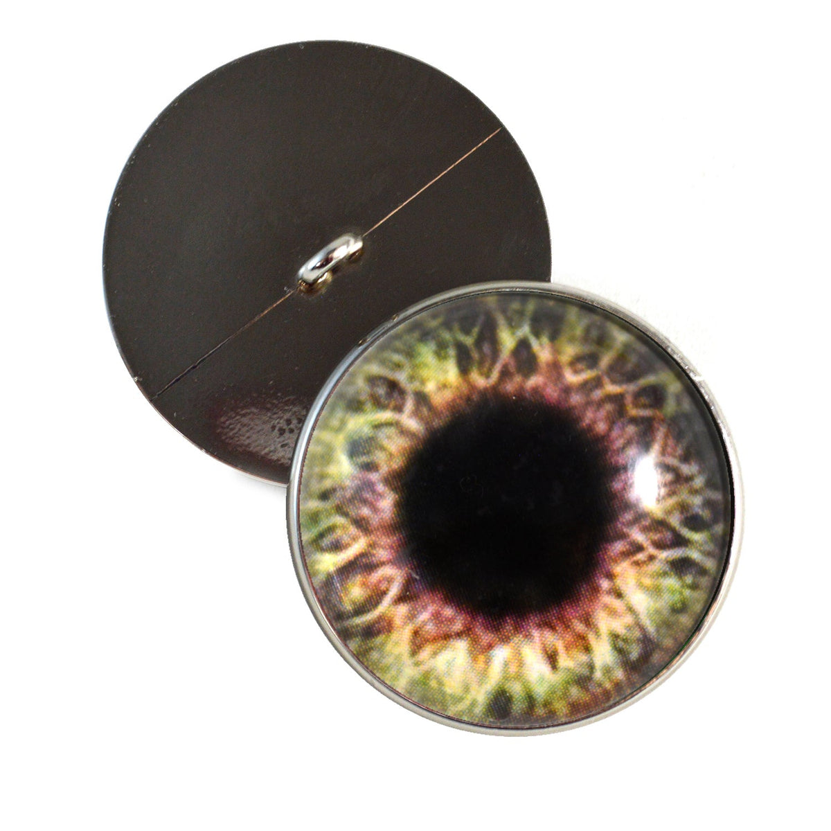 Brown and Cream Sew-On Button Glass Eyes - Prismatic Fiber Arts