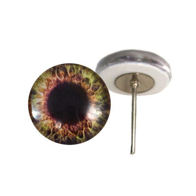 Brown and Cream Human Glass Eyes on Wire Pin Posts