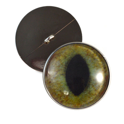 Realistic Green and Brown Cat Sew-On Button Glass Eyes - Prismatic Fiber Arts