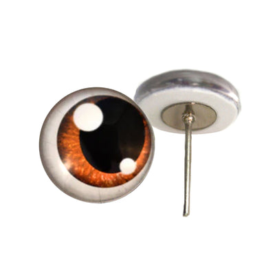 Brown Anime with Shines Glass Eyes on Wire Pin Posts