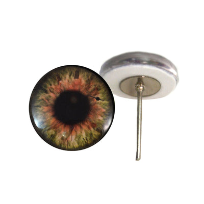 Brown Clockface Steampunk Glass Eyes on Wire Pin Posts