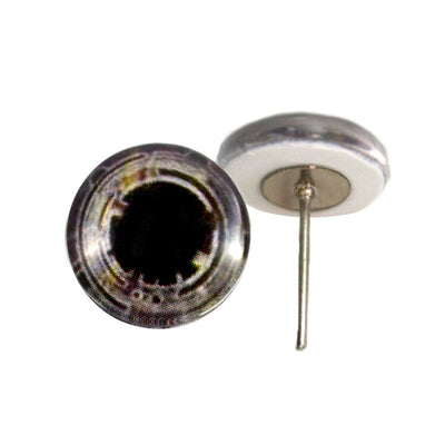 Brown Cyberpunk Gears Glass Eyes on Wire Pin Posts
