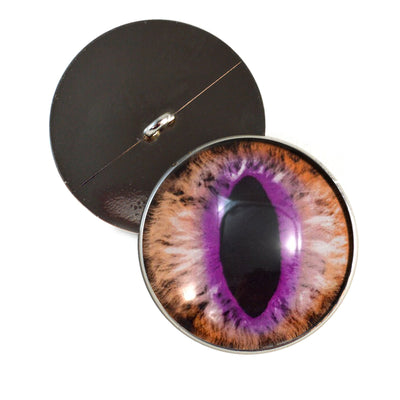 Brown and Fuchsia Cat Dragon Sew-On Buttons Glass Eyes - Prismatic Fiber Arts