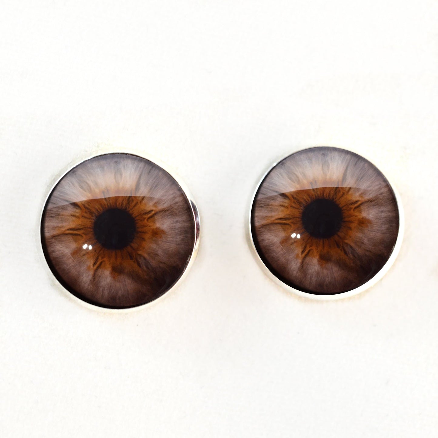 Brown and Gray Hazel Sew-On Button Glass Eyes - Prismatic Fiber Arts