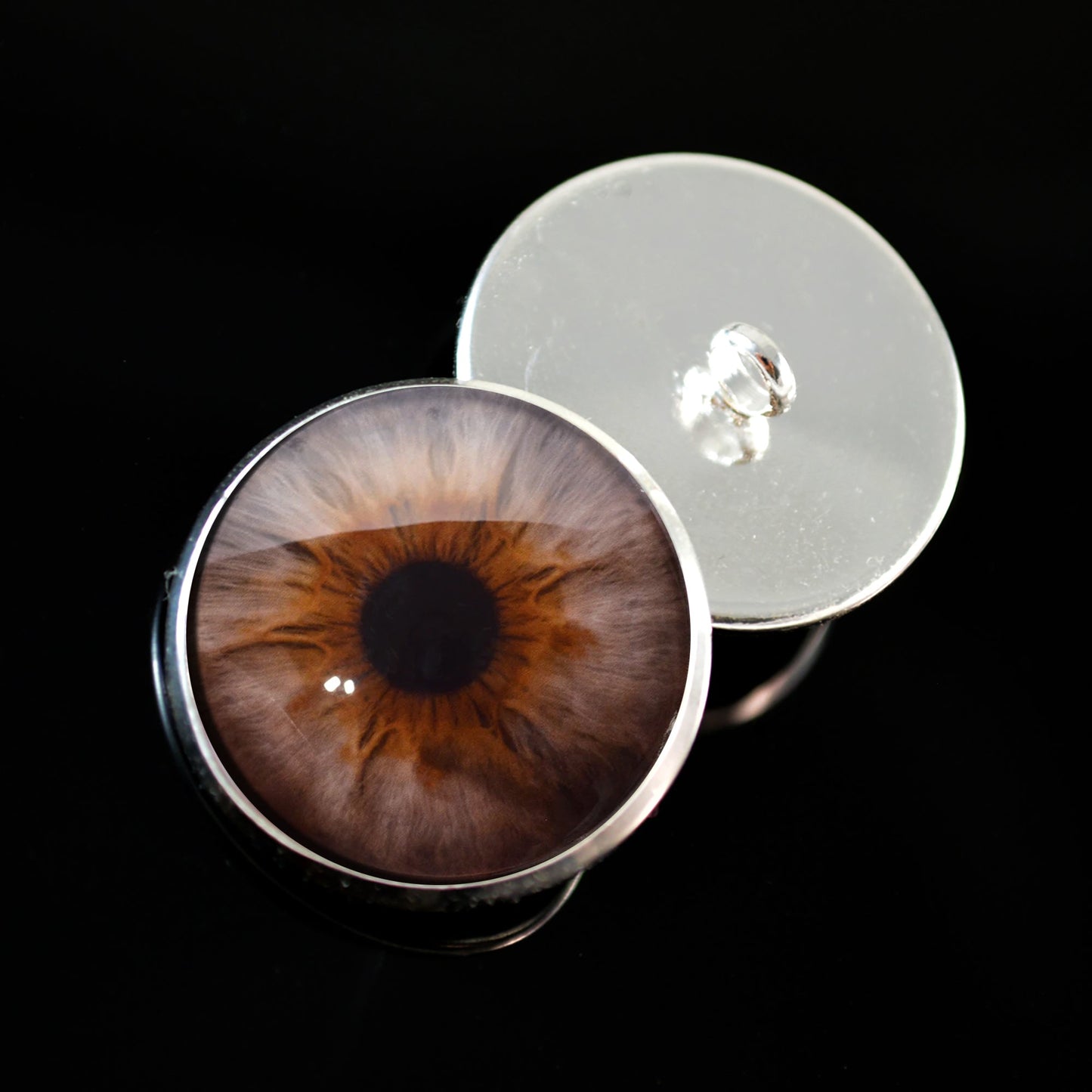 Brown and Gray Hazel Sew-On Button Glass Eyes - Prismatic Fiber Arts