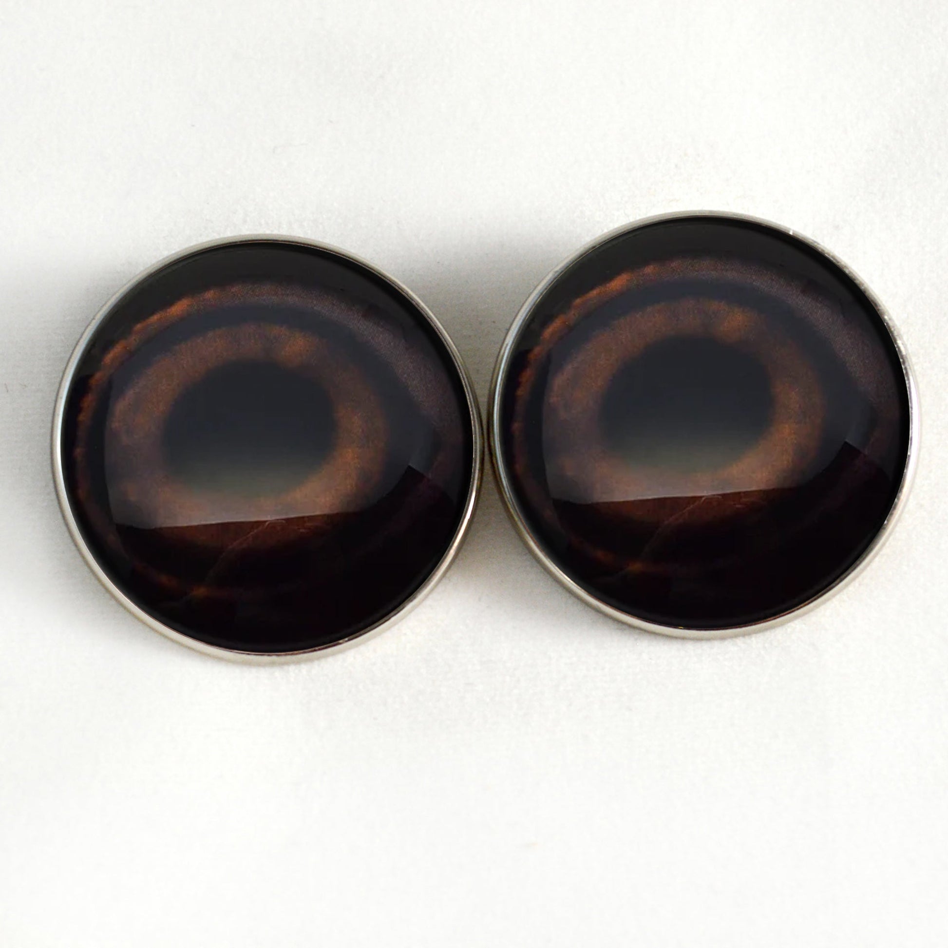 Brown Mallard Duck Decoy Sew-On Button Glass Eyes - Prismatic Fiber Arts