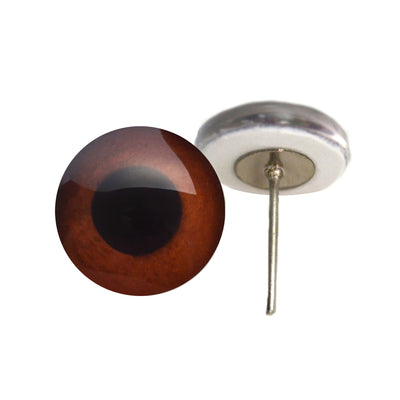 Brown Monkey Inspired Glass Eyes on Wire Pin Posts