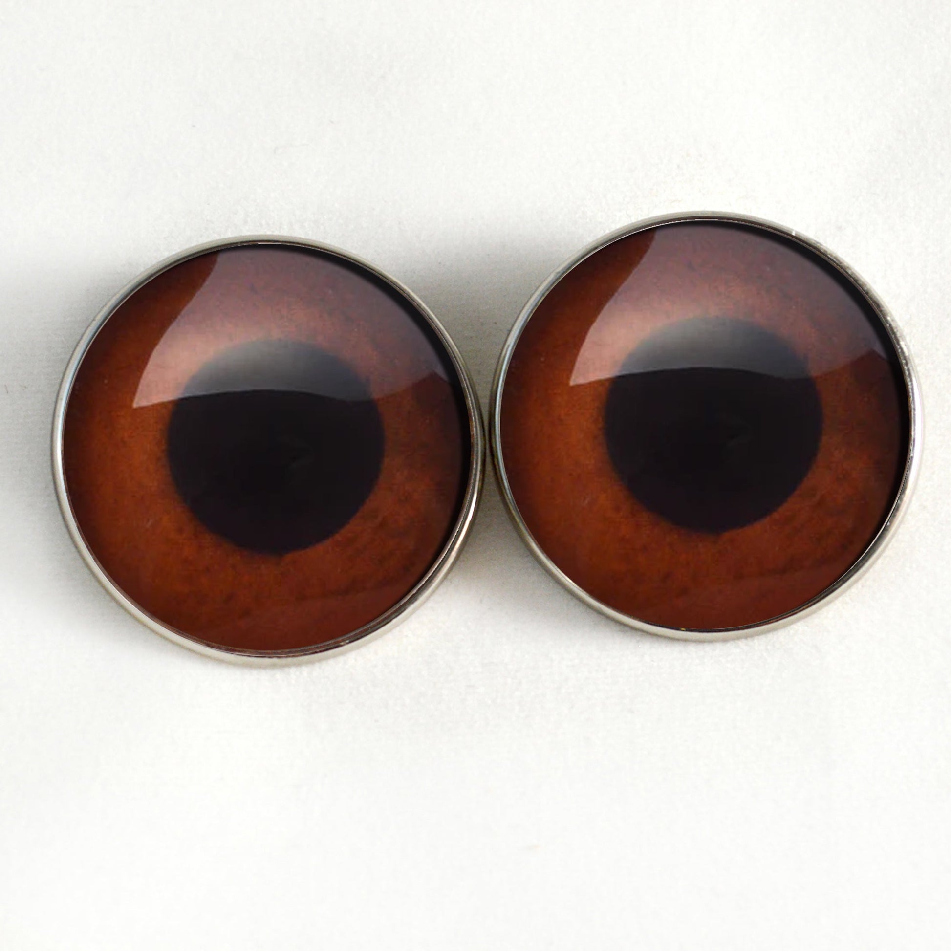 Brown Monkey Inspired Sew-On Button Glass Eyes - Prismatic Fiber Arts