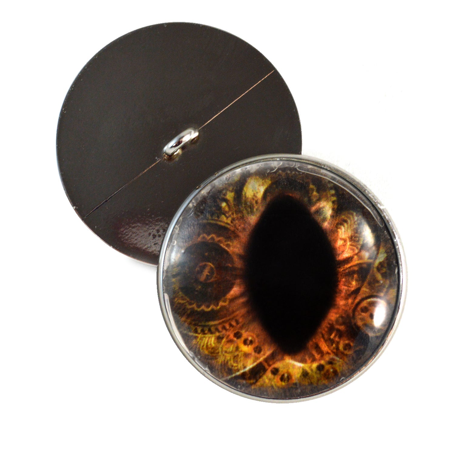 Brown Steampunk Cat Dragon Sew-On Button Glass Eyes - Prismatic Fiber Arts
