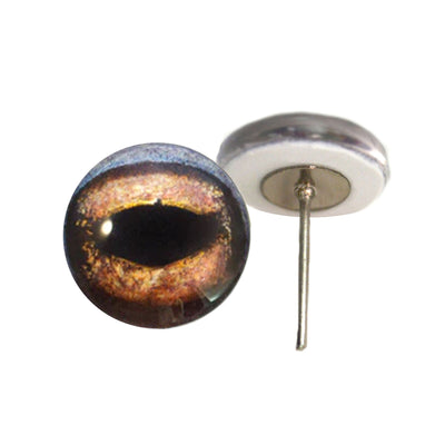 Brown Toad Frog Inspired Glass Eyes on Wire Pin Posts