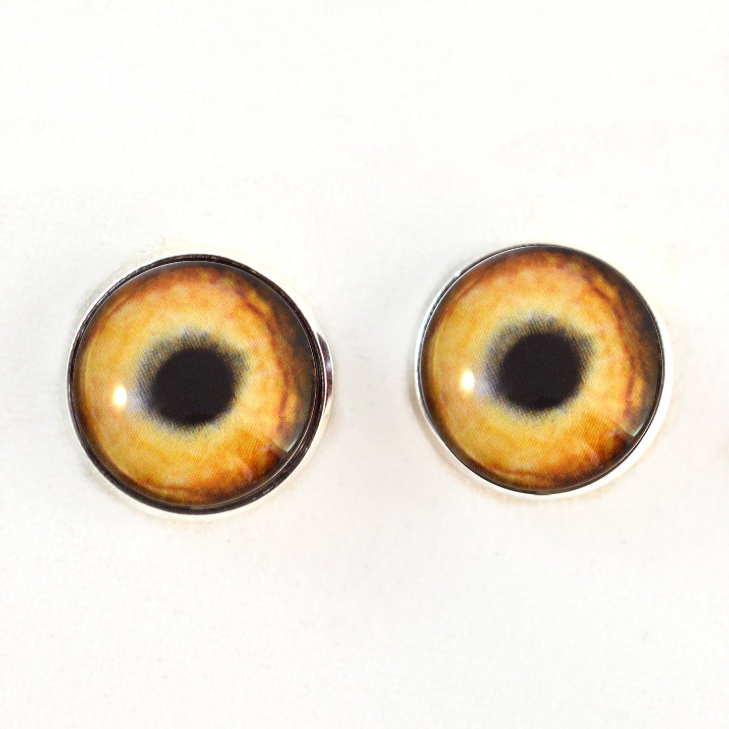 Light Brown Wolf Sew-On Button Glass Eyes - Prismatic Fiber Arts