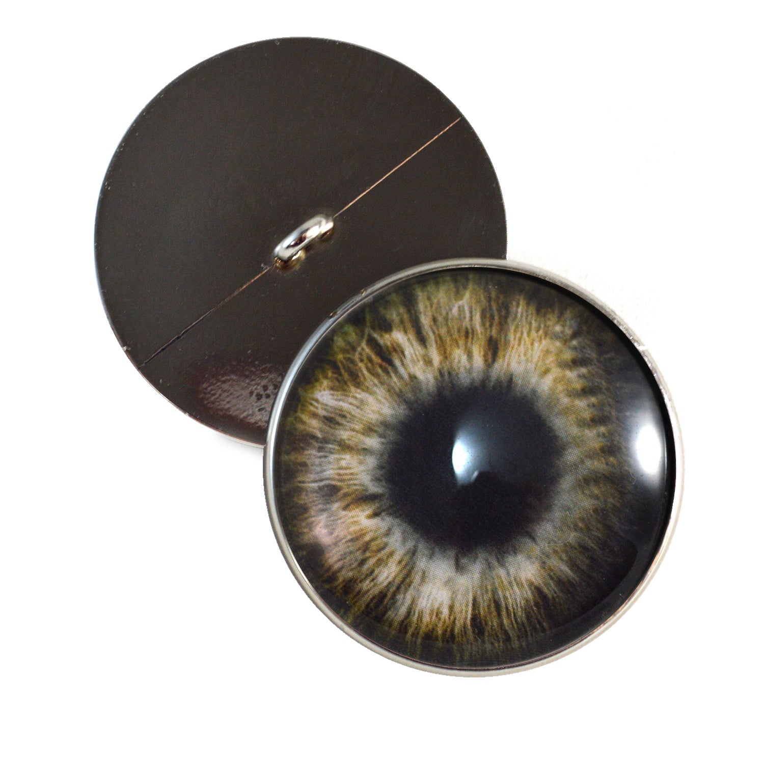 Brown Zombie Sew-On Button Glass Eyes - Prismatic Fiber Arts