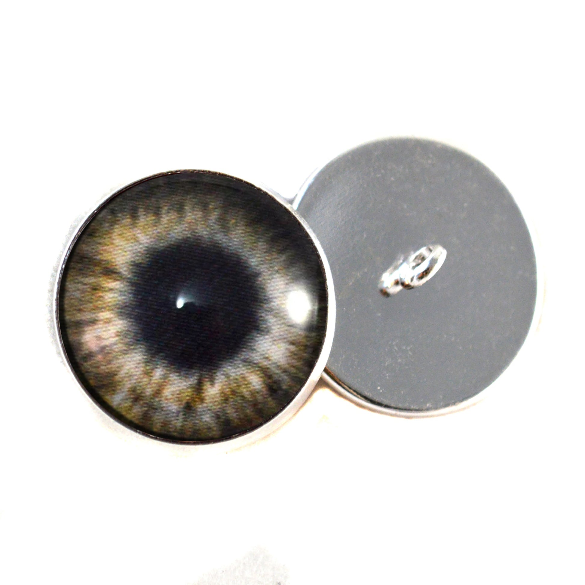 Brown Zombie Sew-On Button Glass Eyes - Prismatic Fiber Arts