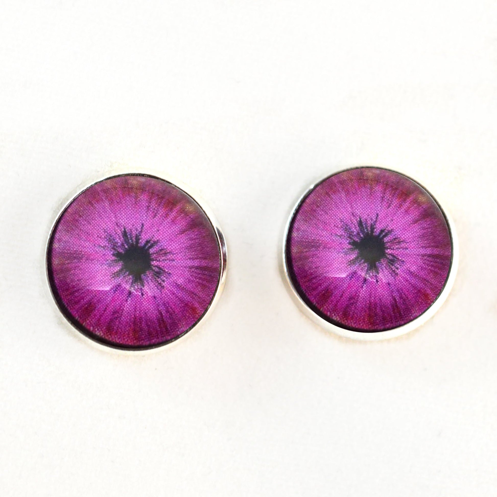 Burst of Pink Cyberpunk Sew-On Button Glass Eyes - Prismatic Fiber Arts
