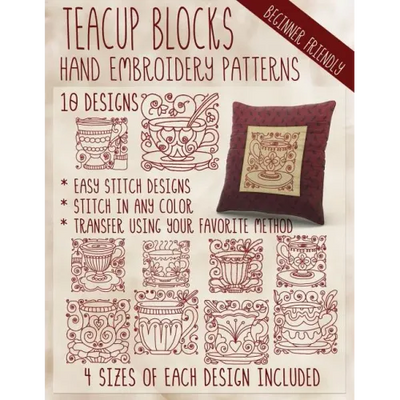Teacup Blocks Hand Embroidery Patterns