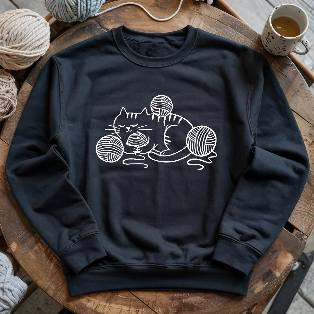 Cat And Yarn Sweatshirt - Prismatic Fiber Arts